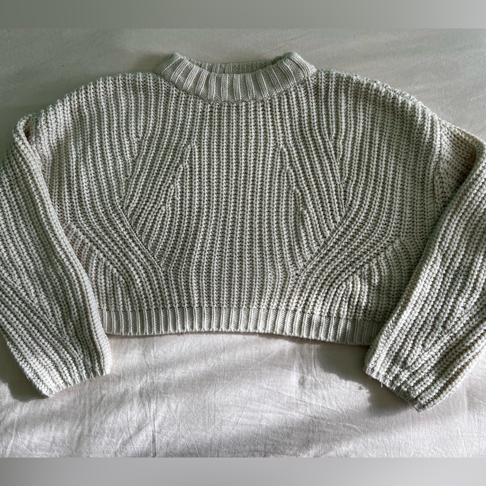 cropped cream knit sweater